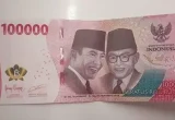Uang kertas pecahan Rp100.000,00 Tahun Emisi 2022/Tahun Cetak 2026 bertanda tangan Perry Warjiyo sebagai Gubernur Bank Indonesia (BI), dan Purbaya Yudhi Sadewa sebagai Menteri Keuangan.